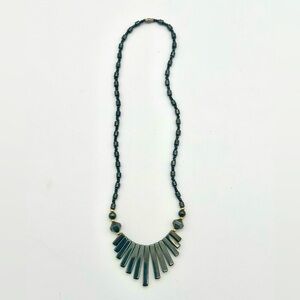 Hematite Necklace with Gold Accents 18"